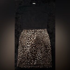 Black & White Chico's Floral Print A-line Skirt Size Large